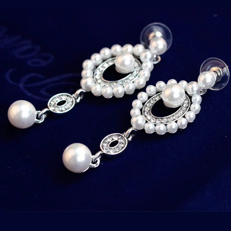 TREAZY Elegant Simulated Pearl Bridal Drop Earrings for Women Vintage Crystal Hanging Brincos Dangle Wedding Jewelry | Украшения и