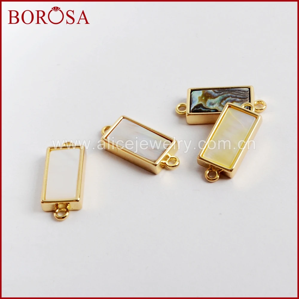 BOROSA оптовая продажа 20 шт прямоугольная натуральная оболочка ободок золотые