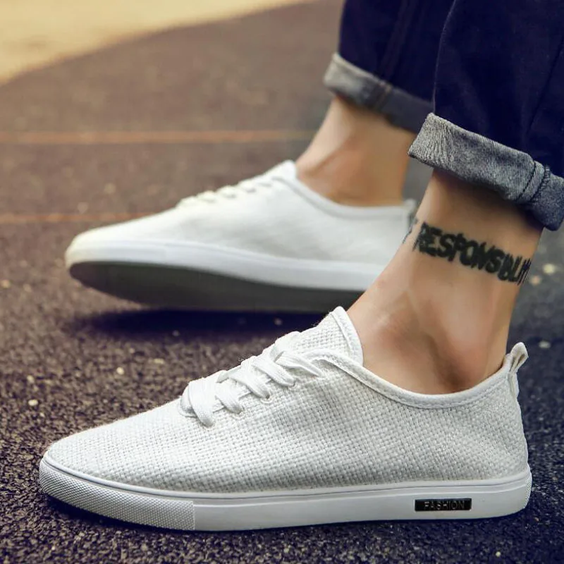 Новинка летняя мужская повседневная льняная парусиновая обувь трендовая