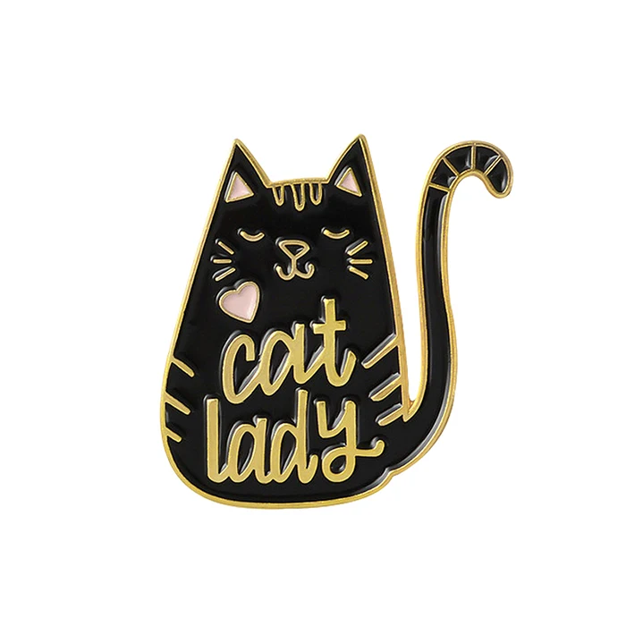 Черная белая кошка собака брошь Собака Мама кошка леди любовь Kawaii животное Эмаль Булавка одежда Нагрудный значок животное кошка пара День матери Подарки - Окраска металла: cat black