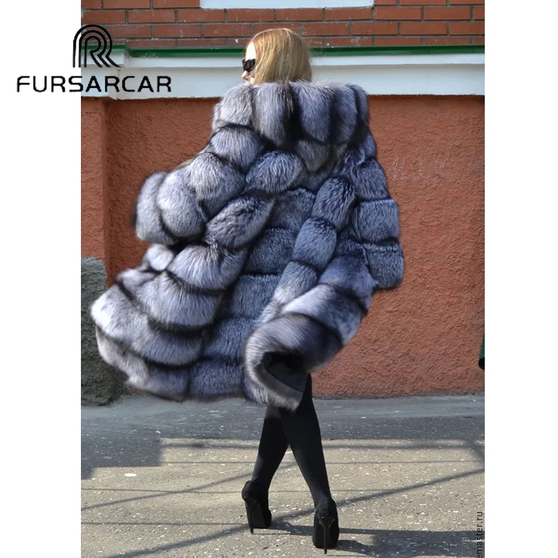 Новинка стильные женские шубы FURSARCAR из натурального меха с большим капюшоном