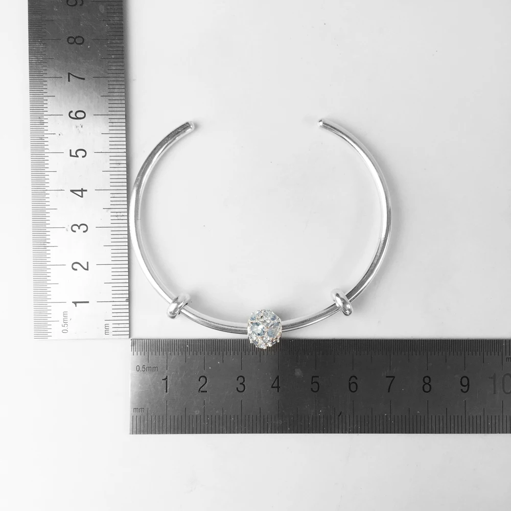 Cuff Bangles Blue Sky Bead 2018 New Fashion Jewelry Accessories Basic Trendy Bracelet 925 Sterling Silver Gift For Women Girls | Украшения