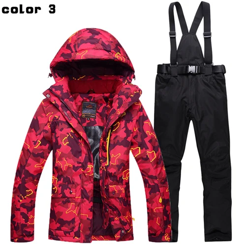 picture jacket pant Для женщин зимние костюмы Спорт на открытом воздухе лыжные комплекты сноуборд одежда для температуры-30 зимние камуфляжные водоупорные платье для маленьких девочек; куртка+ штаны с подтяжками - Цвет: picture jacket pant