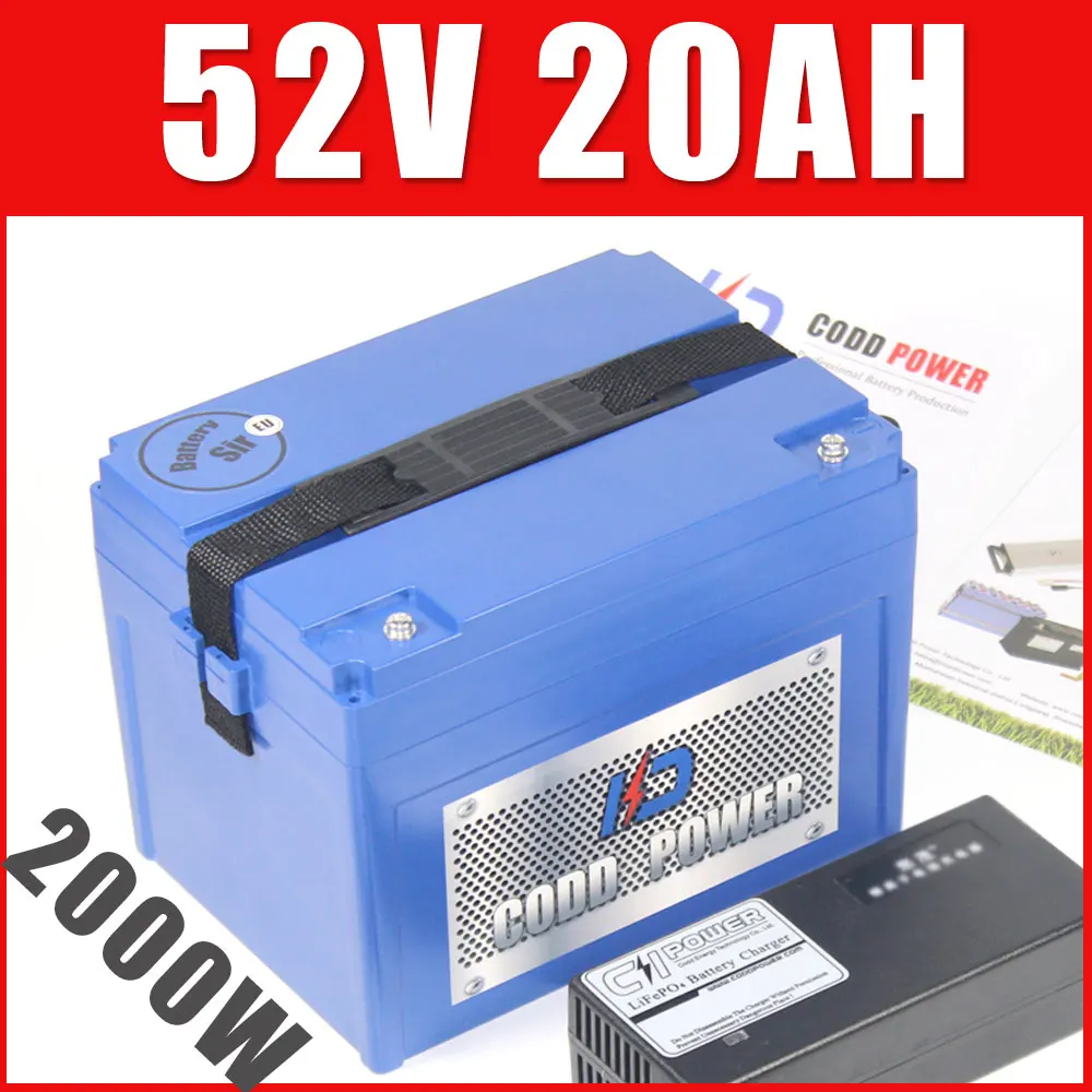 52 V 20AH литий-ионный аккумулятор 51,8 V электрический велосипед 1000 W батарея