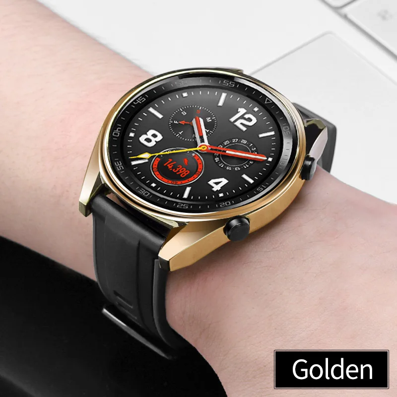 Чехол для часов для huawei Watch GT с покрытием [устойчивый к царапинам] защитный чехол-бампер - Color: Gold