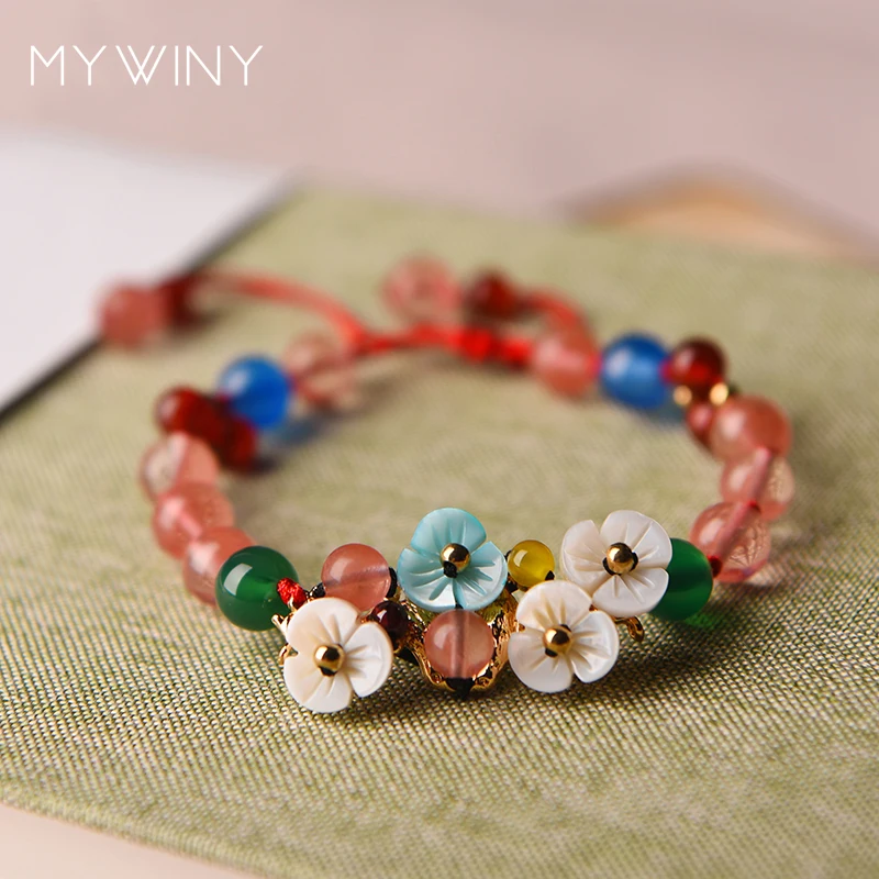 Модные Этнические браслеты MYWINY с натуральным камнем ракушками и цветами