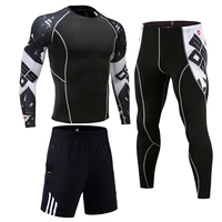 winter thermal underwear sets men tracksuit compression mma rashgard male gym jogging suit sports suit fleece long johns