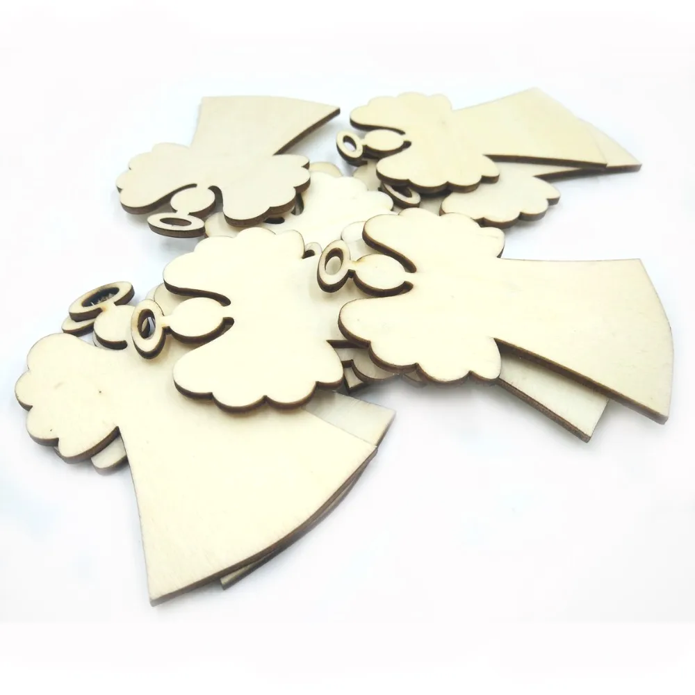 10pcs 85*59cm Unfinished Unpaid Wood Angel Rustic Tags Christmas Decor Gift Hanging Tree Wedding Decoration | Дом и сад
