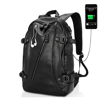 ZRY04400BL Модные рюкзаки с Usb зарядкой из искусственной кожи, водонепроницаемые мужские школьные сумки, школьные рюкзаки большой емкости - Цвет: ZRY04400BL