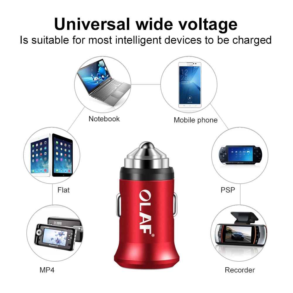 Олаф мини USB Автомобильное зарядное устройство для мобильного телефона планшета 2.4A быстрое зарядное устройство автомобильное зарядное устройство двойной USB Автомобильное зарядное устройство для iPhone samsung Xiaomi
