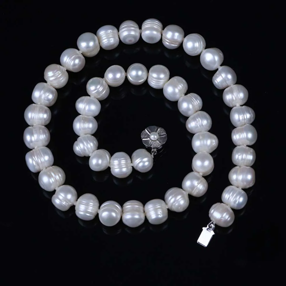 

10-11mm White Pearl Necklace Natural Potato Shape Freshwater High Quality For Women Classic Gift Jewelry