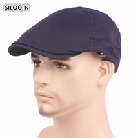 siloqin autumn new mens cotton berets adjustable wild trend solid color tongue cap leisure riding mountaineering sunshade hat