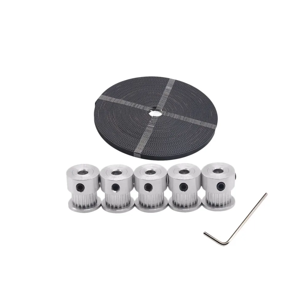 

Free shipping 5pcs 20teeth GT2 Timing Pulley Bore 5mm + 5M High quality GT2 timing Belt for 3D printer