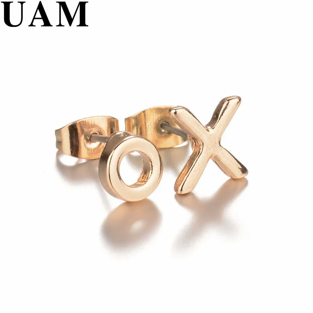 UAM минималистичный Золотой/Серебряный Стиль Знаменитостей XO серьги с буквой