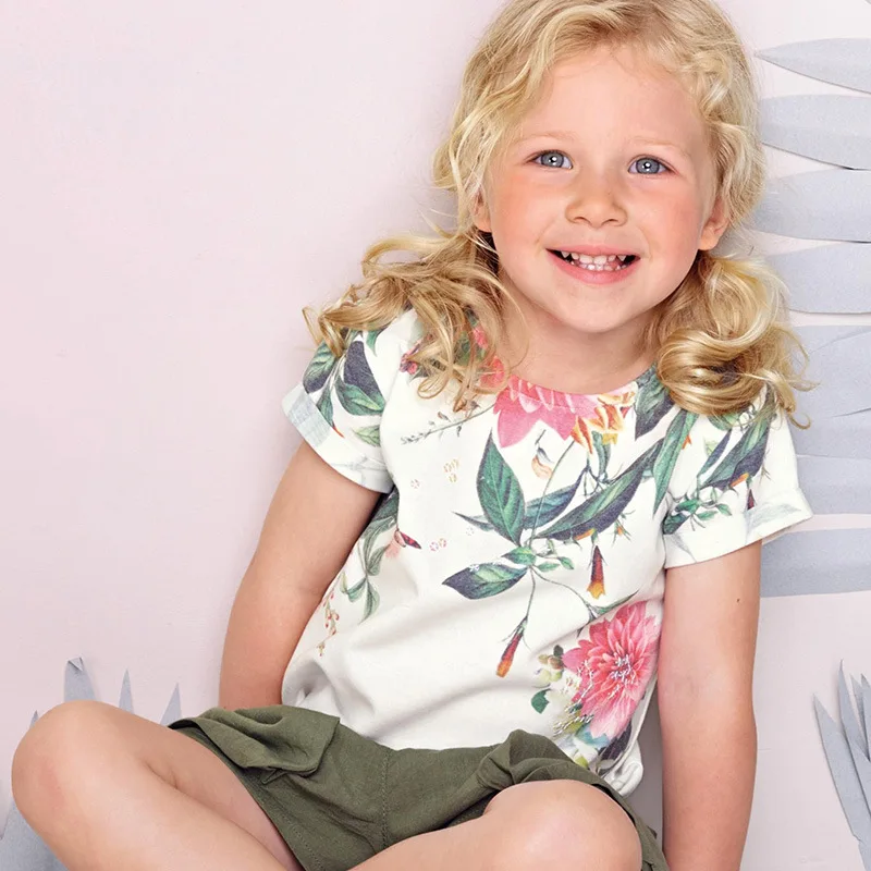 

New Summer Children's clothes with European and American Styles Printed Short-sleeved Girl T-shirts