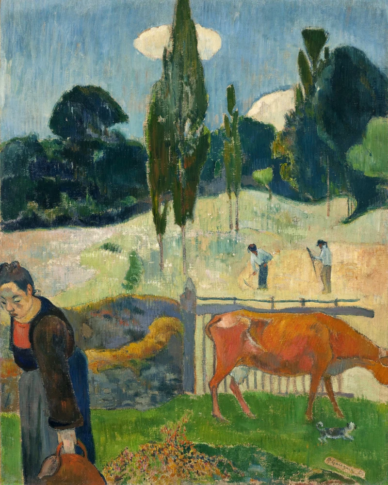 

landscape canvas painting scenery picture impressionism masterpiece poster home art the Red Cow By Paul Gauguin