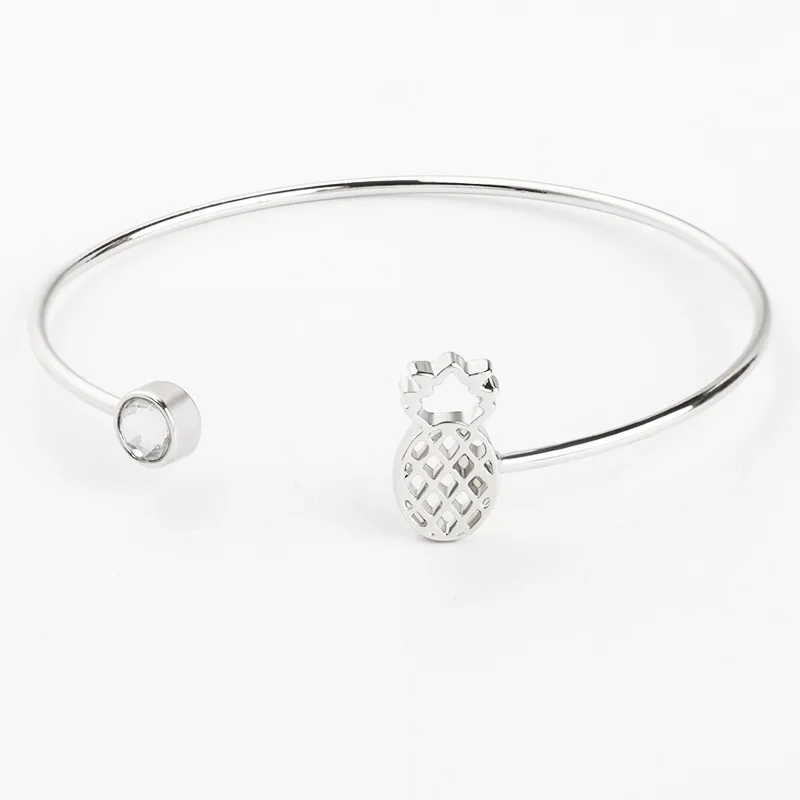 Регулируемые браслеты с шармами Pinapple лук Bilezik открытие браслет для женщин Jewelry Mujer браслеты модные украшения - Окраска металла: Sliver Color
