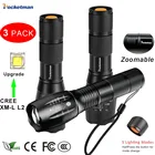 Яркий тактический фонарик XML-L2, 3 шт., светодиодный фонарик высокой мощности, масштабируемый фонарик для экстренных ситуаций, кемпинга, походов