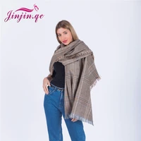 jinjin qc women scarf plaid scarves and shawls cashmere pashmina acrylic cape echarpe foulard femme hijab bandana drop shipping