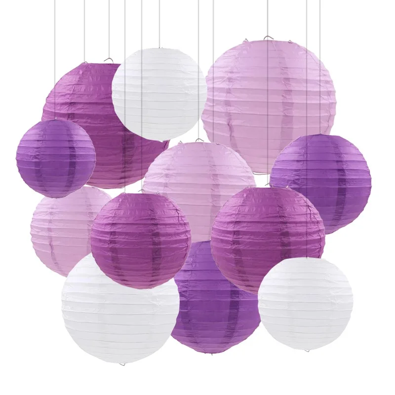 Puple 20 шт./компл. на возраст от 6 до 12 лет ''белый китайский Бумага Фонари шар светильник, свадебные BabyShower украшения Бумага абажур Обручение вечерние Декор - Цвет: Puple