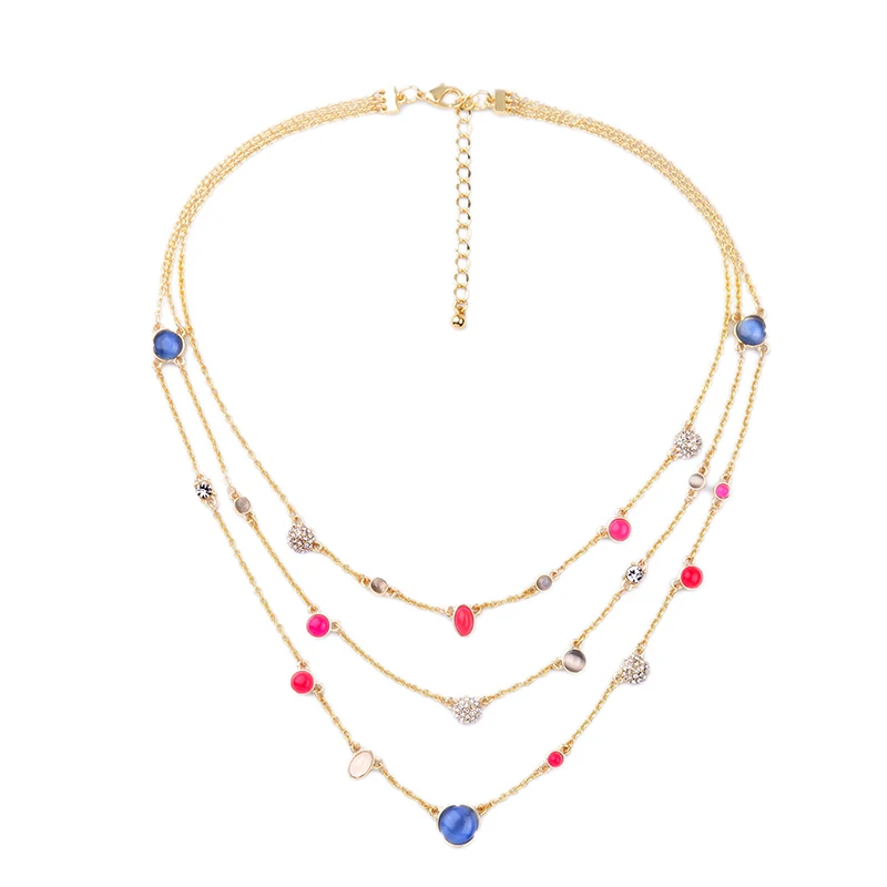 Три Слоя Красочные Длинное Ожерелье 2016 Большой Смола Сделал Простой Дизайн