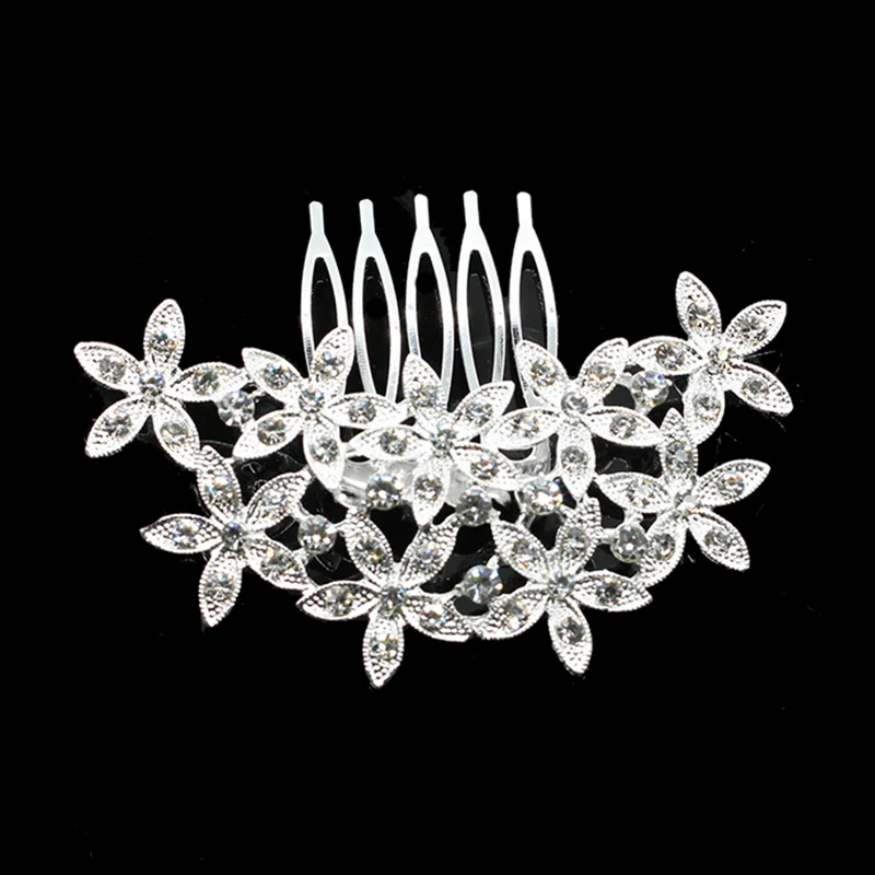XIAOJINGLING Crystal Leaf Hair Comb Wedding Accessories Bridal Bridesmaids Flower Headwear Rhinestones Head Pieces Jewelry | Украшения и