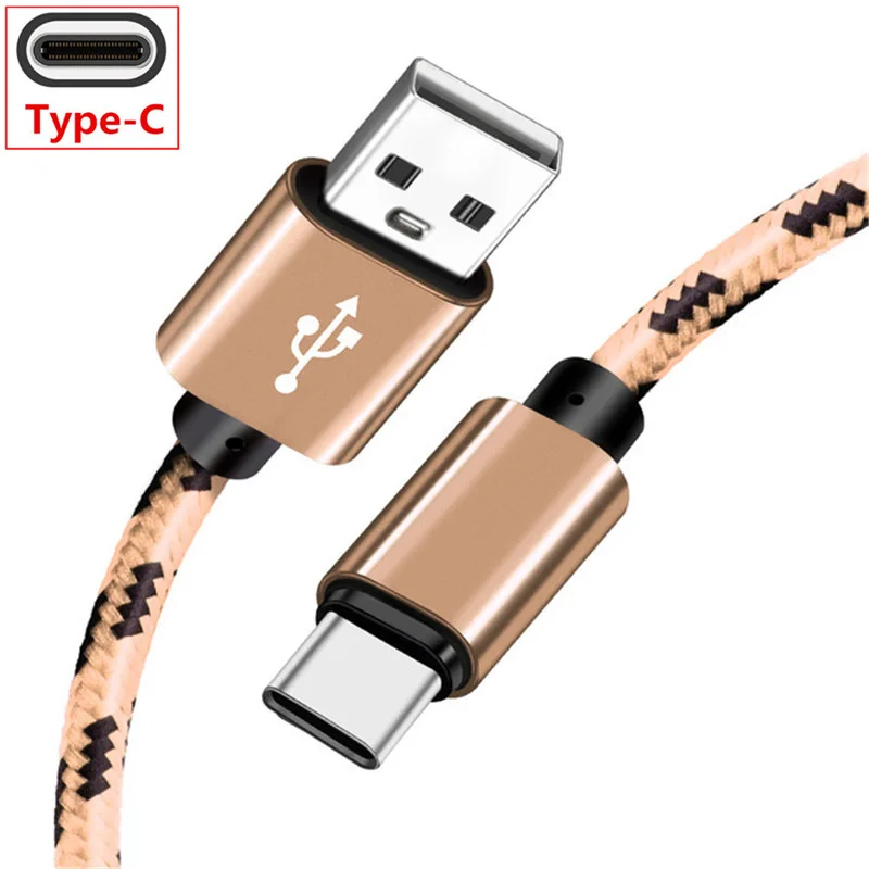 Для samsung A50 A30 huawei Y7 Prime P30 Зарядное устройство кабель для Xiaomi mi 8 9 Красный mi 7 pro sony htc Nokia zte mi cro USB и Тип c - Цвет: type c-Gold