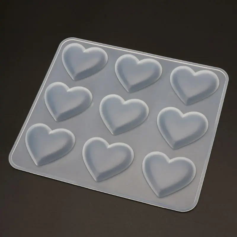 

9 Cup Heart Chocolate Silicone Dessert Mould Baking Cupcake Resin Jewelry Mold