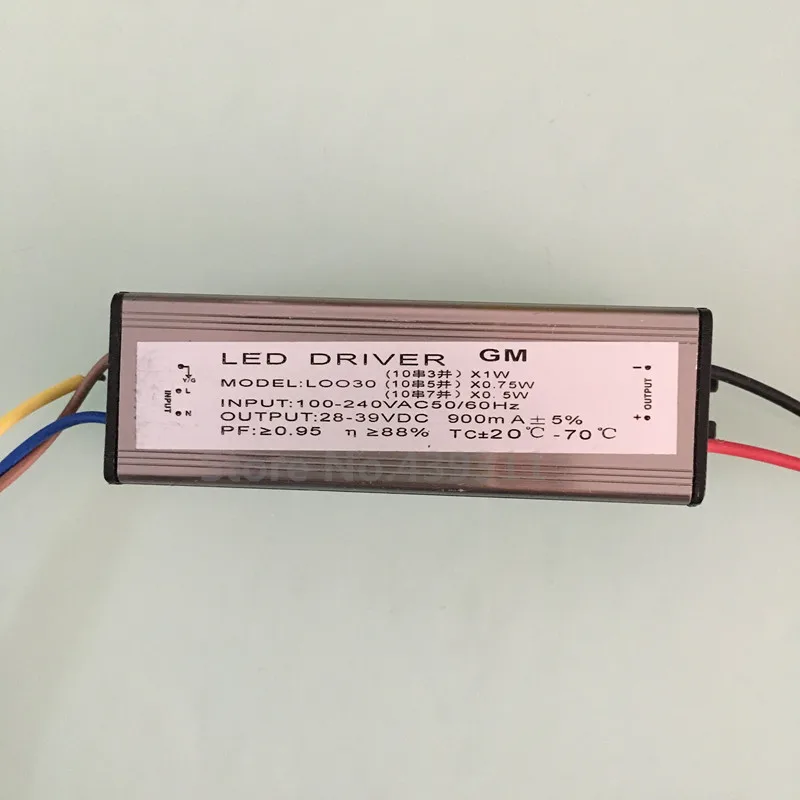 

30W/50W/70W IP65 Waterproof Integrated LED Driver Power Supply Constant Current AC100-240V DC28-39V 900mA free shipping