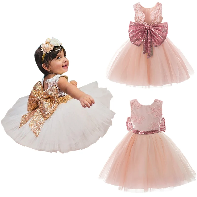 Модное платье с бантом на день рождения для девочек 1 год пачка принцессы