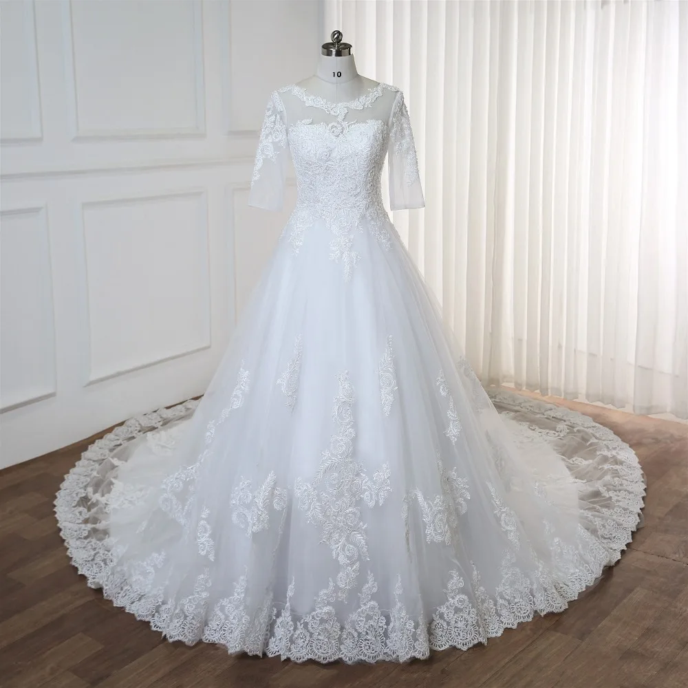

Luxury Wedding Dress long robe de soiree bride Dress trouwjurk Ball Gown abito da sposa New vestidos de novia 2019 Real Photos