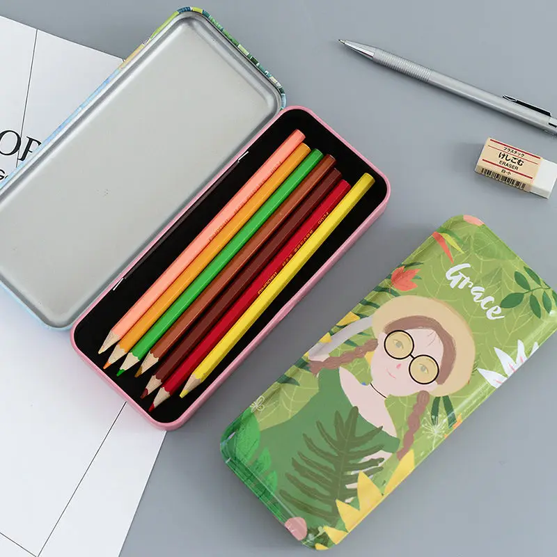 Coloffice корейский креативный многофункциональный большой пенал металлический для