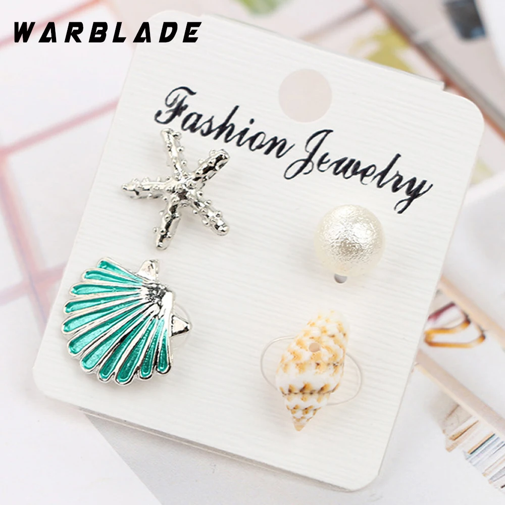 WBL 2018 новые модные серьги гвоздики в виде раковины стиле океана с раковиной и