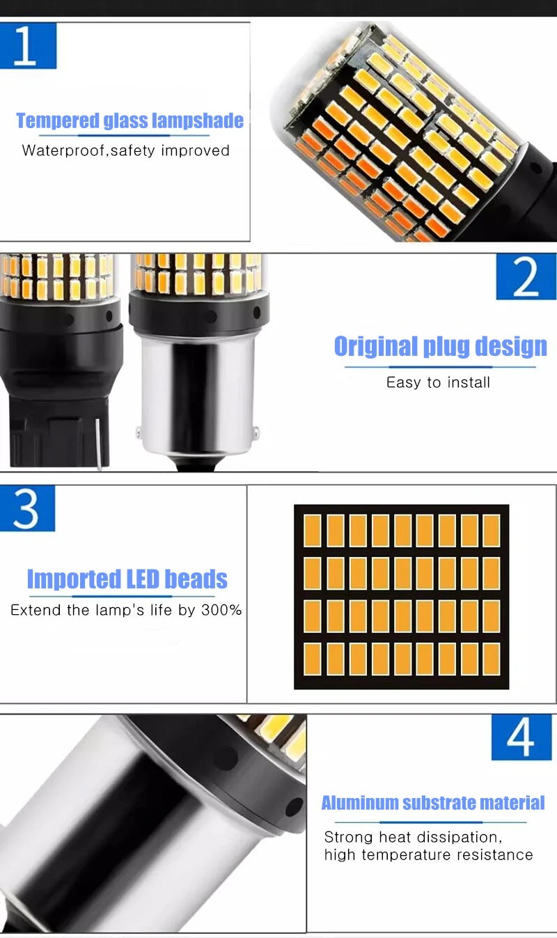 Carardo 1156 1157 светодиодный ламповый светильник 20 Вт 144SMD светодиодный CanBus тормозной фонарь BA15S P21W BAU15S PY21W указатель поворота без вспышки без ошибок