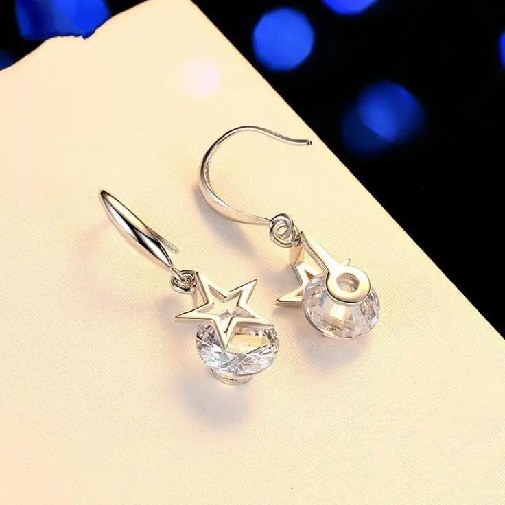 

Fashion Silver Plated Earring For Women Crystal AAA Cubic Zirconia Drop Earrings Stone Pendientes Mujer Moda
