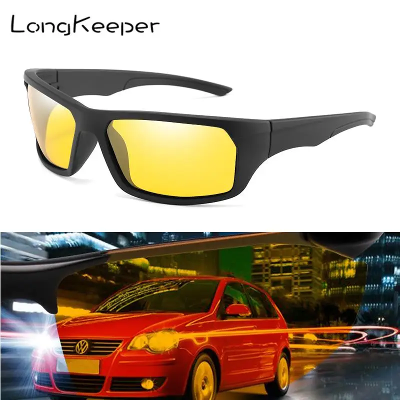 

LongKeeper Night Vision Sunglasses Men Women Polarized Yellow Lens Driving Goggles New Anti-glare Sun glass Gafas de sol UV400