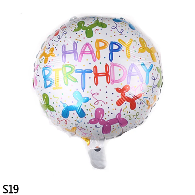 S19 18 дюймов Globos фольгированные шары «С Днем Рождения» детский душ надувные игрушки баллон из гелий круглый воздушный шар для детской вечеринки - Цвет: S19