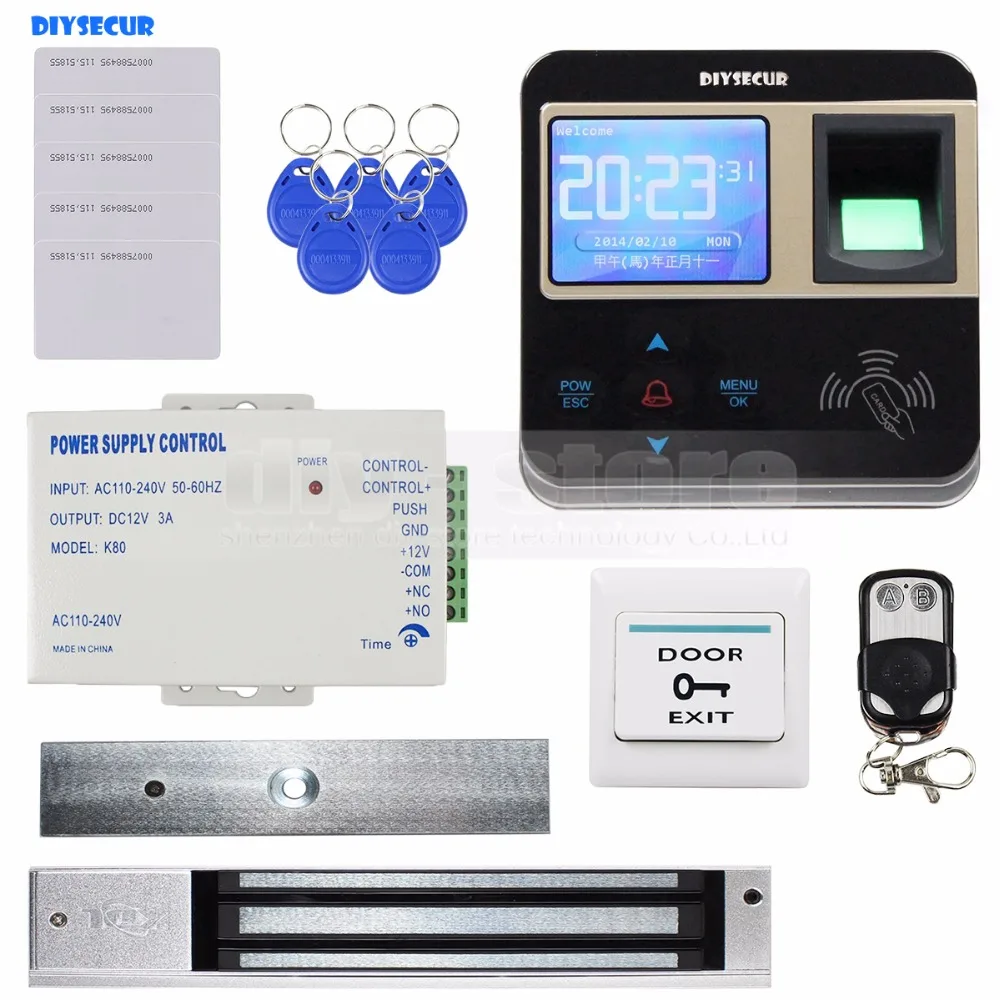 Diysecur отпечатков пальцев ID Card Reader 125 кГц двери Система контроля доступа+ 280 кг комплект магнитный замок