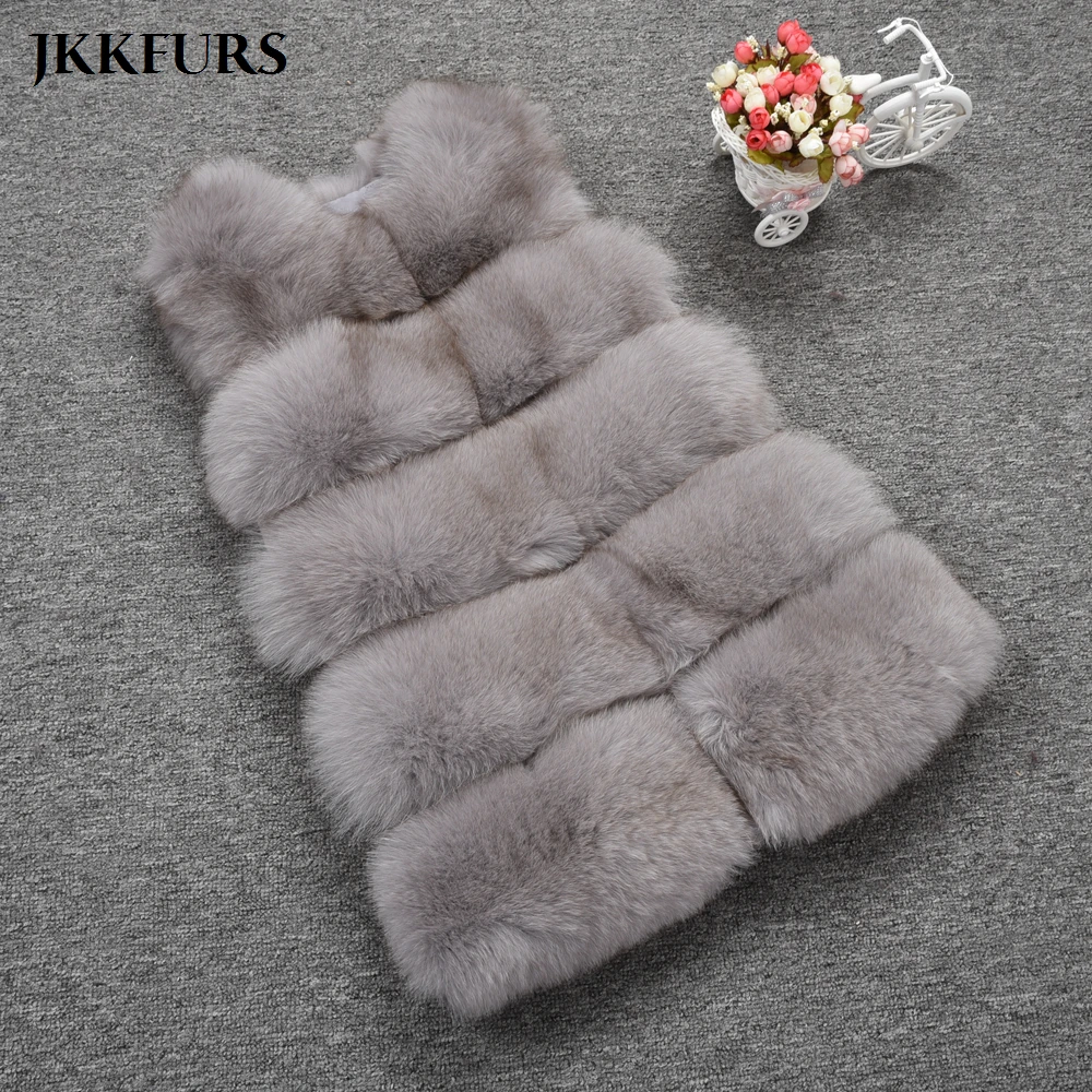JKKFURS Новые поступления Для женщин реальные жилеты из лисьего меха теплые зимние мягкий жилет модный жилет толстый слой S1466