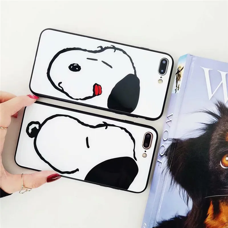 Роскошные площади Стекло чехол для телефона iPhone X 8 Plus милая собака шаблон 6 6s 7