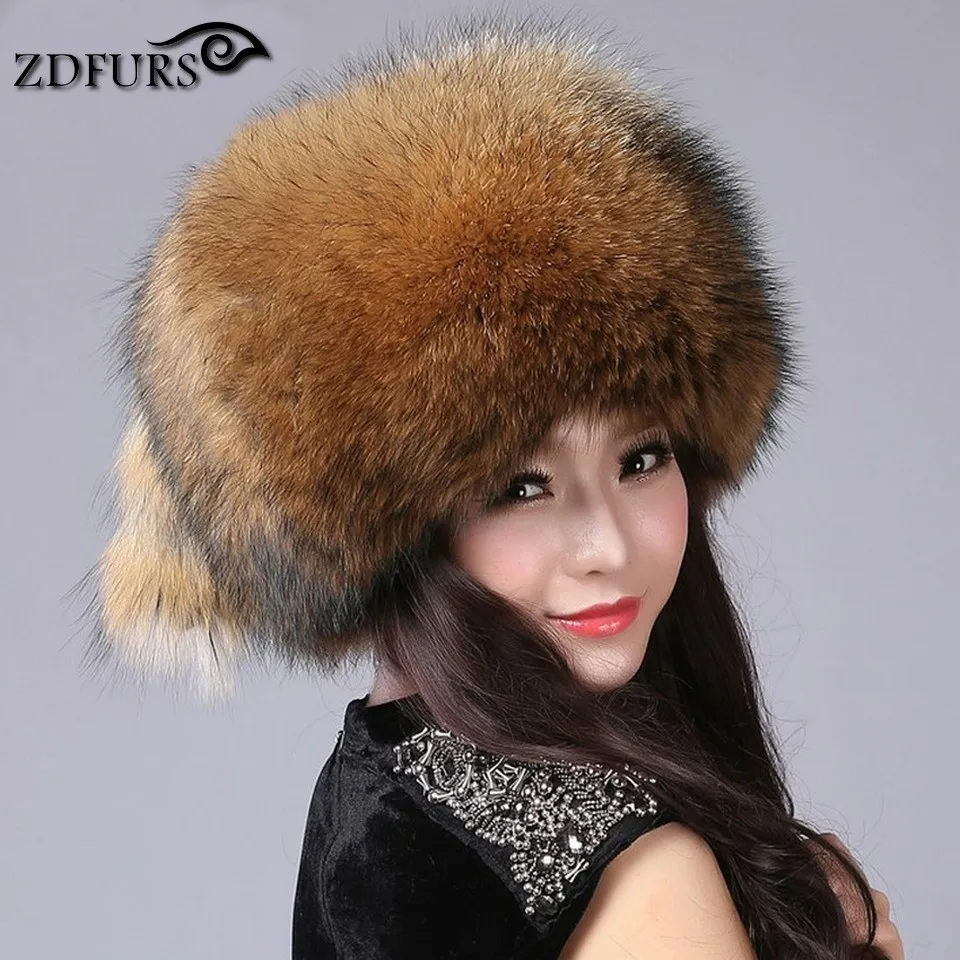 ZDFURS * Бесплатная доставка Новые Модные женские зимние шапки из лисьего меха