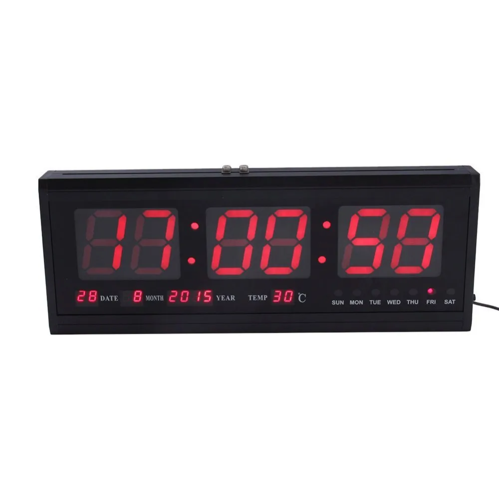LED Wall Clock Digital Calendar Watch with Temperature Week and Date Battery Back up Big Numbers for Living Room Office | Дом и сад