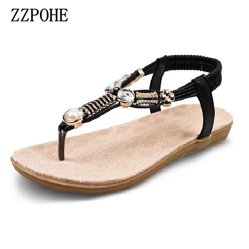 

ZZPOHE 2017 summer new woman fashion sandals rhinestone flip-flops women casual beach shoes soft bottom comfortable flat sandals