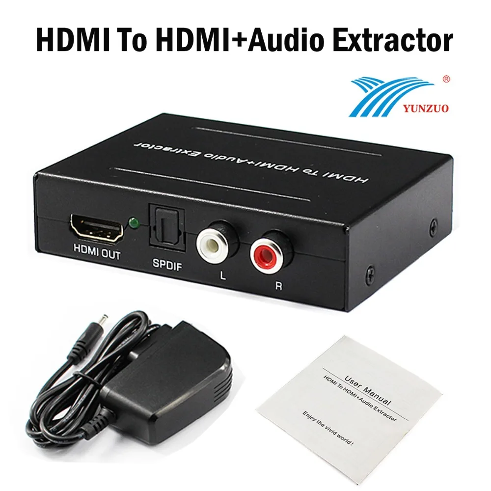 HDMI к + аудиоконвертер в коробке L/R SPDIF оптический аудио экстрактор Оптический