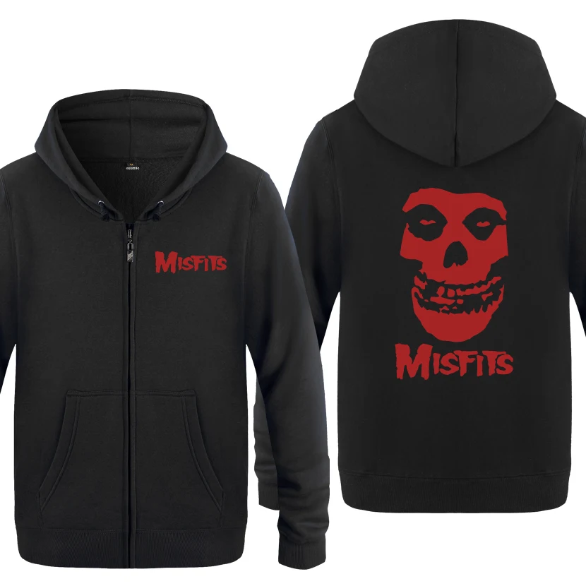 MISFITS панк-рок толстовки для любителей музыки мужские мужские флисовые толстовки на молнии с капюшоном кардиганы - Цвет: HEY HOT