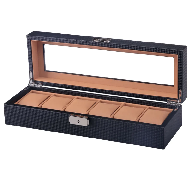 Роскошный чехол для часов ручной работы из углеродного волокна с 6 слотами