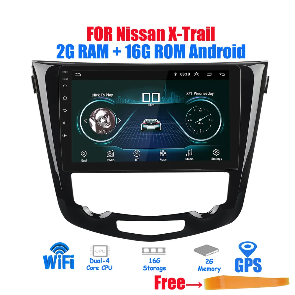 No Camera 10," Android 8,1 автомобильный Радио gps навигация мультимедийный плеер для Nissan X-Trail Qashqail- с четырехъядерным wifi стерео - Цвет: No Camera
