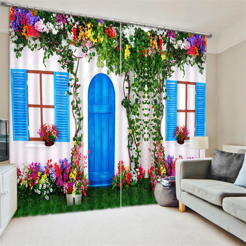 

Luxury Blackout 3D Window Curtains For Living Room Bedroom Drapes cortinas Rideaux Customized size Flower vine print pillowcase