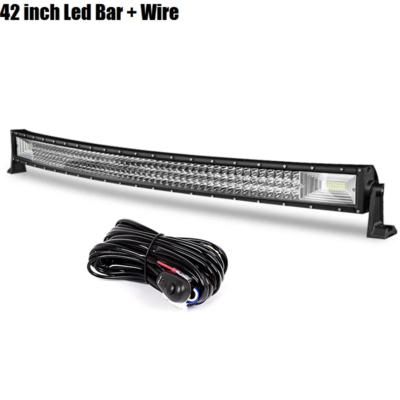 42 inch Bar Wire kit RACBOX 42 32 22 дюймов изогнутый СВЕТОДИОДНЫЙ рабочий светильник для Jeep LADA 4x4 грузовик внедорожник ATV UTV УАЗ прицеп крыша внедорожная лодка 12 в 24 в ремонт автомобиля - Цвет: 42 inch Bar Wire kit