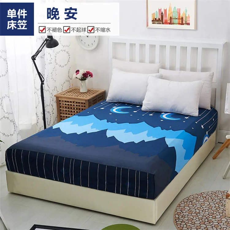 Cotton Fitted Sheet Twin Double King Size Bed Sheet with Elastic Color Geometric Fitted Sheet Sets Pillowcase Duvet Cover19 - Цвет: 23
